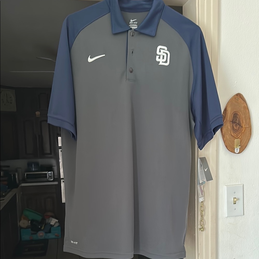 Nike Men’s San Diego Padres Baseball Polo Golf Shirt Size Medium Dri Fit Genuine